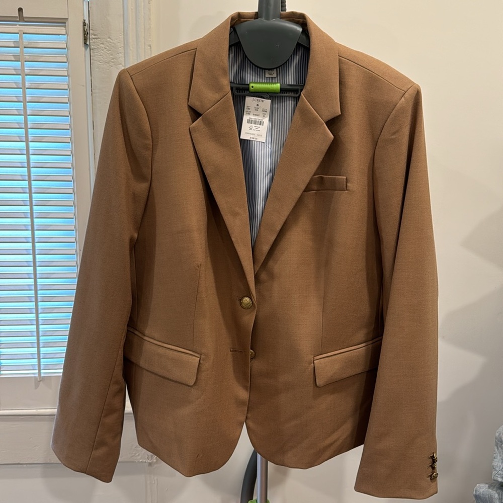 NWT JCrew Factory “Original Schoolboy Blazer” in Camel wool.